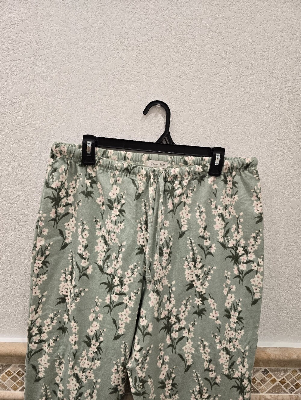 Garnet Hill Organic Cotton Floral Flannel Pajamas Set M Green - Picture 7 of 7